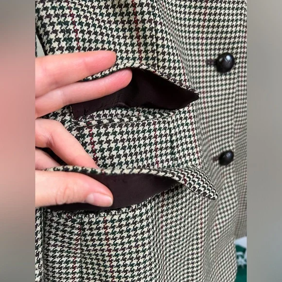 Ann Taylor 100% Wool Houndstooth Blazer Brown 10P - Picture 7 of 11